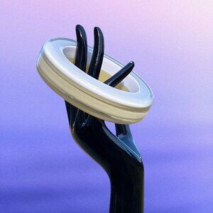 Vintage Clear Milky Swirl Chunky Lucite Bangle Bracelet